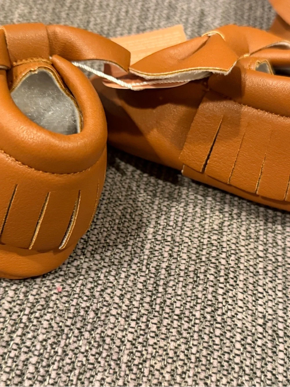 TWIN Set - Toddler Bow Moccasins in Cognac Brown
